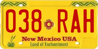 NM license plate 038RAH