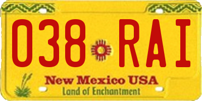 NM license plate 038RAI