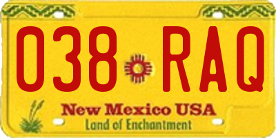 NM license plate 038RAQ