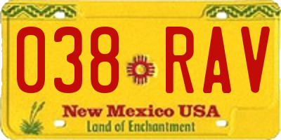 NM license plate 038RAV