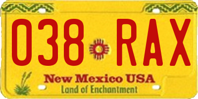 NM license plate 038RAX