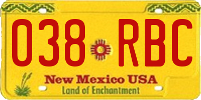 NM license plate 038RBC
