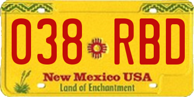 NM license plate 038RBD