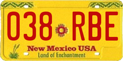 NM license plate 038RBE