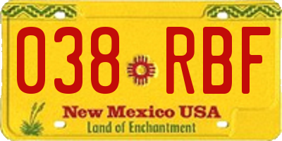 NM license plate 038RBF
