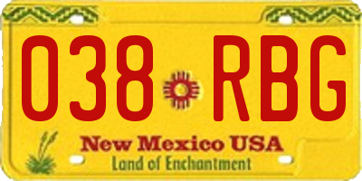 NM license plate 038RBG