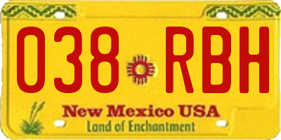 NM license plate 038RBH