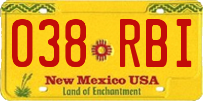 NM license plate 038RBI