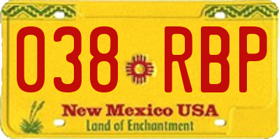 NM license plate 038RBP