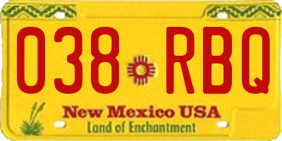NM license plate 038RBQ