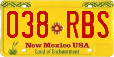 NM license plate 038RBS