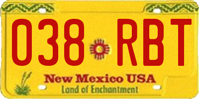 NM license plate 038RBT