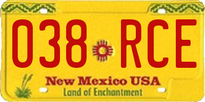 NM license plate 038RCE