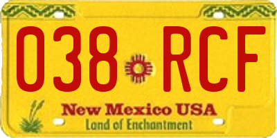 NM license plate 038RCF