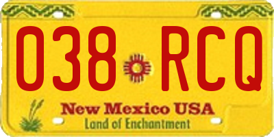 NM license plate 038RCQ