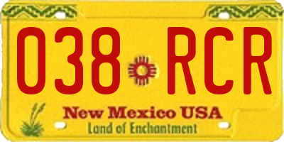 NM license plate 038RCR