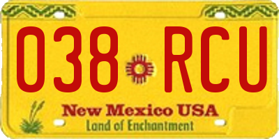 NM license plate 038RCU