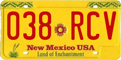 NM license plate 038RCV