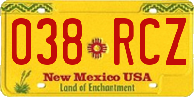 NM license plate 038RCZ