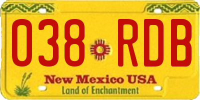 NM license plate 038RDB