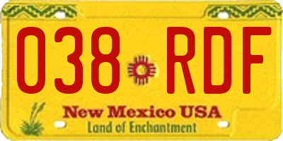 NM license plate 038RDF