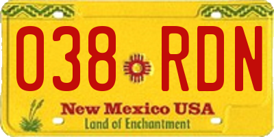 NM license plate 038RDN