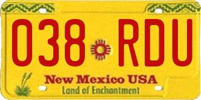 NM license plate 038RDU