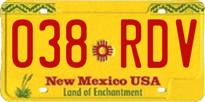 NM license plate 038RDV