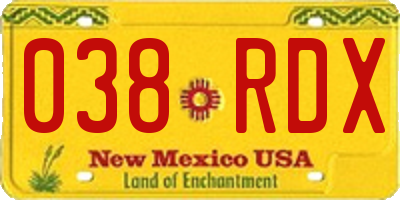 NM license plate 038RDX