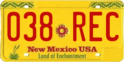 NM license plate 038REC