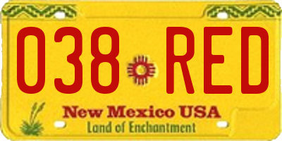NM license plate 038RED