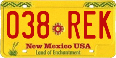 NM license plate 038REK