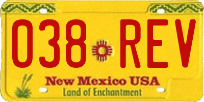 NM license plate 038REV