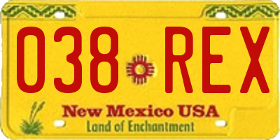 NM license plate 038REX