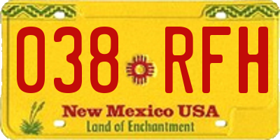 NM license plate 038RFH