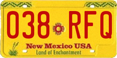NM license plate 038RFQ