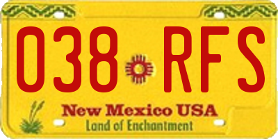 NM license plate 038RFS