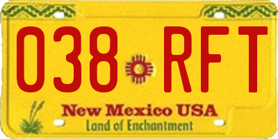 NM license plate 038RFT