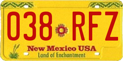 NM license plate 038RFZ