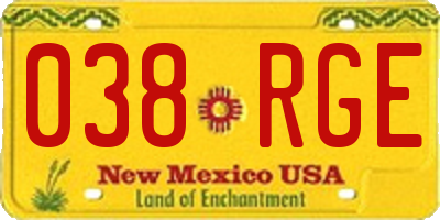 NM license plate 038RGE