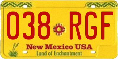 NM license plate 038RGF