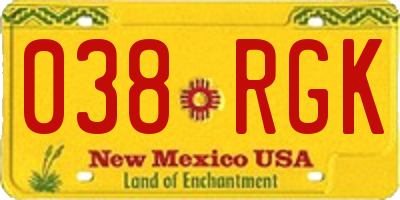 NM license plate 038RGK