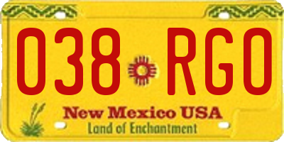 NM license plate 038RGO