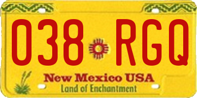 NM license plate 038RGQ