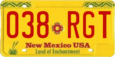 NM license plate 038RGT