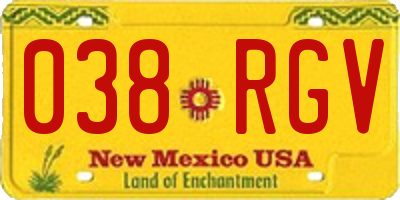 NM license plate 038RGV