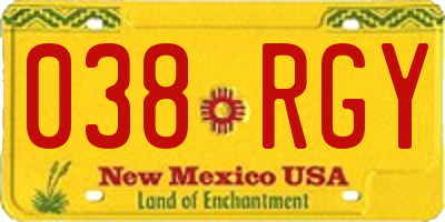 NM license plate 038RGY