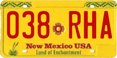 NM license plate 038RHA