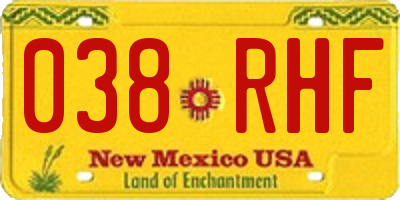NM license plate 038RHF