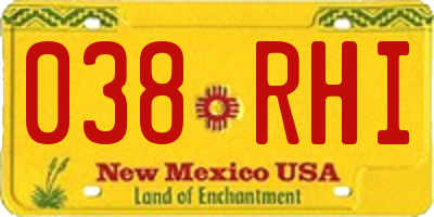 NM license plate 038RHI